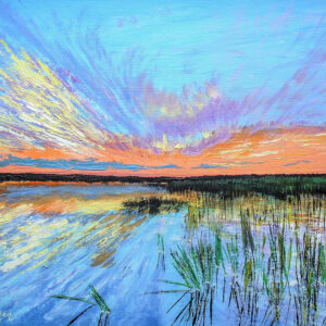 Zachód słońca nr 2 - obraz olejny na płótnie bawełnianym, Ernest Możdżeń, Kielce