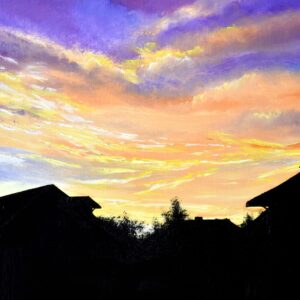 Wieczorny spacer - obraz olejny na płótnie bawełnianym, Ernest Możdżeń, Kielce