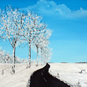 Mroźny poranek - obraz olejny na płótnie bawełnianym, Ernest Możdżeń, Kielce